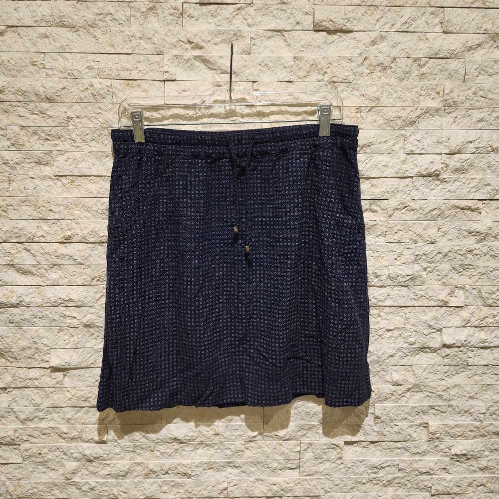 Eddie Bauer Casual Navy Blue Mini Floral Skirt W Pockets Size Medium